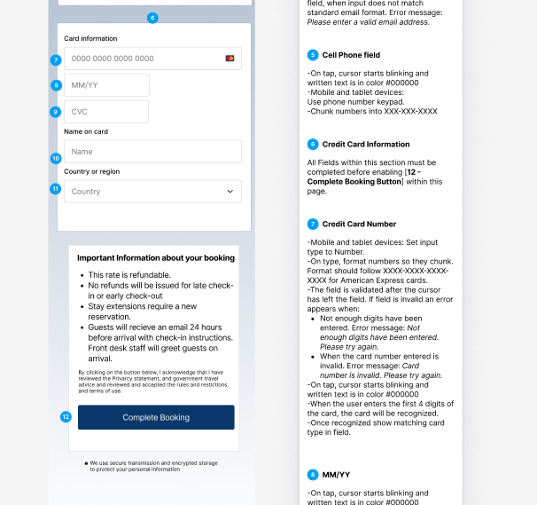 StayEasy payment screen with annotations